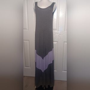 Chris & Carol Gray Maxi Dress with Purple Accent
